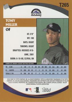 2002 Topps Traded & Rookies #T265 Tony Miller Back