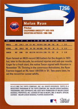 2002 Topps Traded & Rookies #T266 Nolan Ryan Back