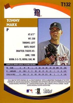 2002 Topps Traded & Rookies #T132 Tommy Marx Back