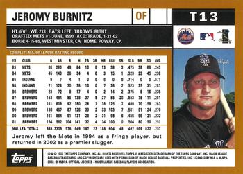 2002 Topps Traded & Rookies #T13 Jeromy Burnitz Back