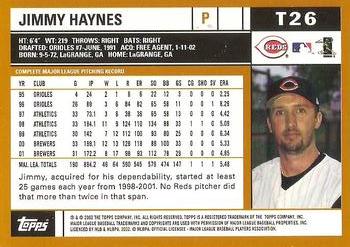 2002 Topps Traded & Rookies #T26 Jimmy Haynes Back