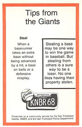 1980 San Francisco Giants Police #NNO Dave Bristol Back
