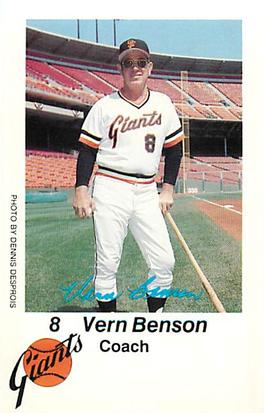1980 San Francisco Giants Police #NNO Vern Benson Front