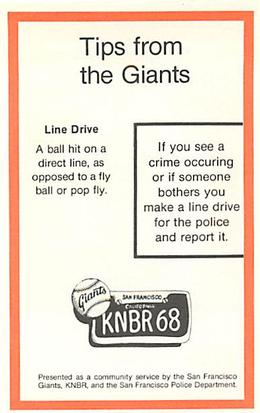 1980 San Francisco Giants Police #NNO Darrell Evans Back