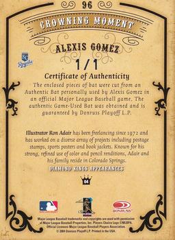 2004 Donruss Diamond Kings - DK Materials Framed Platinum Black #96 Alexis Gomez Back