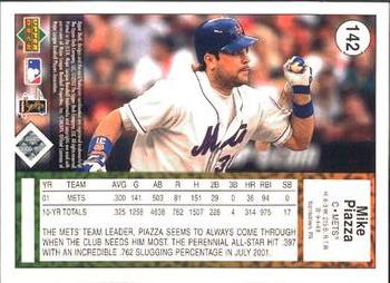 2002 UD Authentics #142 Mike Piazza Back