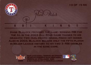 2005 Ultra - RBI Kings #13 RK Hank Blalock Back