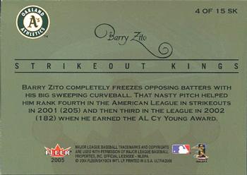 2005 Ultra - Strikeout Kings #4 SK Barry Zito Back