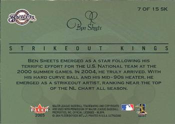 2005 Ultra - Strikeout Kings #7 SK Ben Sheets Back