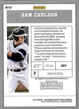 2017 Panini Contenders Draft Picks #57 Sam Carlson Back