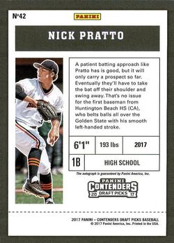 2017 Panini Contenders Draft Picks #42 Nick Pratto Back