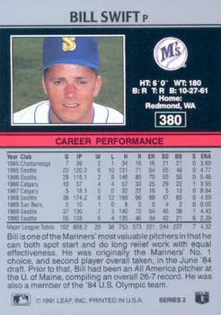 1991 Leaf #380 Bill Swift Back