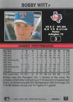 1991 Leaf #3 Bobby Witt Back