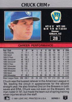 1991 Leaf #28 Chuck Crim Back