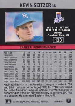 1991 Leaf #133 Kevin Seitzer Back