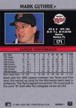 1991 Leaf #171 Mark Guthrie Back