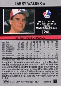 1991 Leaf #241 Larry Walker Back