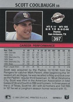 1991 Leaf #397 Scott Coolbaugh Back