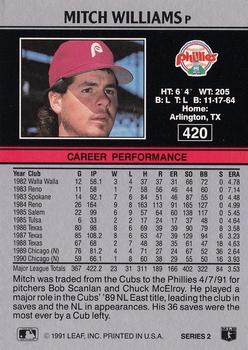 1991 Leaf #420 Mitch Williams Back