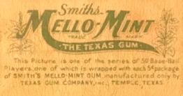 1910 E105 Smith's Mello-Mint #NNO Topsy Hartsel Back