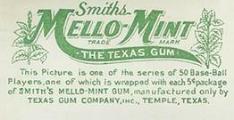 1910 E105 Smith's Mello-Mint #NNO Sherry Magee Back