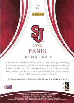 2016 Panini Immaculate Collegiate - Autographs #52 Joe Panik Back