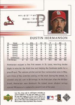 2002 Upper Deck #291 Dustin Hermanson Back