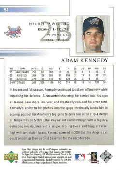 2002 Upper Deck #54 Adam Kennedy Back