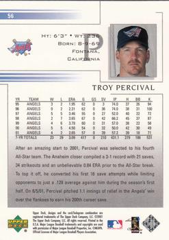 2002 Upper Deck #56 Troy Percival Back