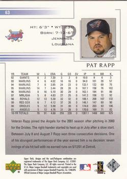 2002 Upper Deck #63 Pat Rapp Back