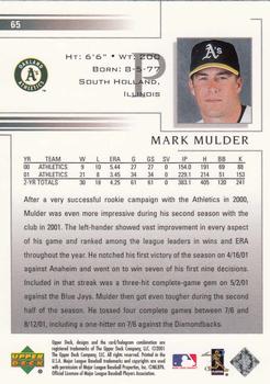 2002 Upper Deck #65 Mark Mulder Back