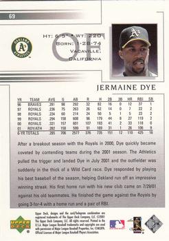 2002 Upper Deck #69 Jermaine Dye Back