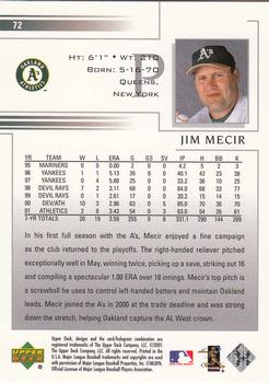 2002 Upper Deck #72 Jim Mecir Back