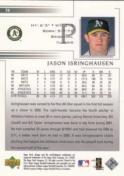 2002 Upper Deck #74 Jason Isringhausen Back