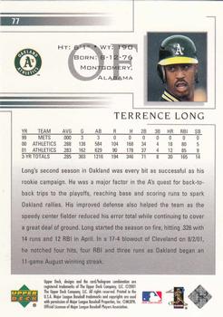 2002 Upper Deck #77 Terrence Long Back