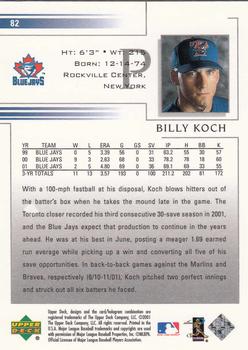 2002 Upper Deck #82 Billy Koch Back