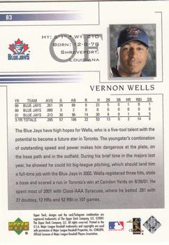 2002 Upper Deck #83 Vernon Wells Back