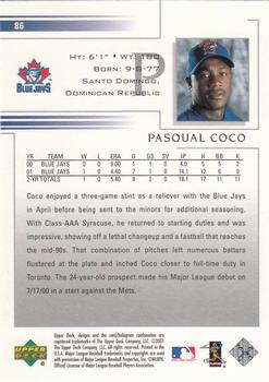 2002 Upper Deck #86 Pasqual Coco Back