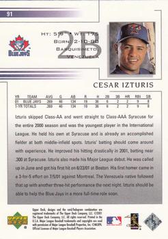 2002 Upper Deck #91 Cesar Izturis Back