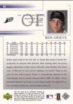 2002 Upper Deck #99 Ben Grieve Back