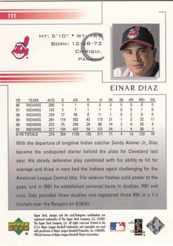 2002 Upper Deck #111 Einar Diaz Back