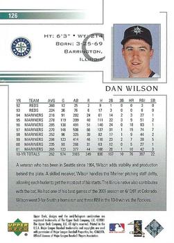 2002 Upper Deck #126 Dan Wilson Back