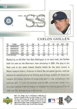 2002 Upper Deck #130 Carlos Guillen Back
