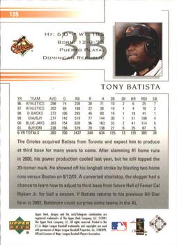 2002 Upper Deck #135 Tony Batista Back