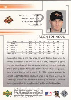 2002 Upper Deck #136 Jason Johnson Back
