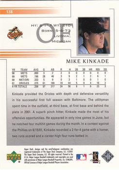 2002 Upper Deck #138 Mike Kinkade Back