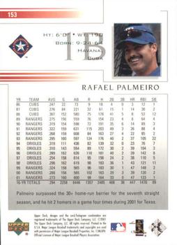 2002 Upper Deck #153 Rafael Palmeiro Back