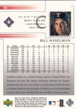 2002 Upper Deck #160 Bill Haselman Back