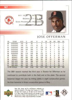 2002 Upper Deck #167 Jose Offerman Back