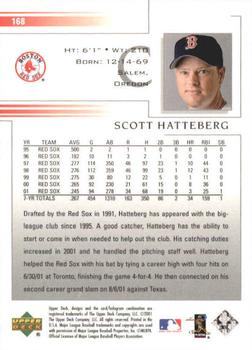 2002 Upper Deck #168 Scott Hatteberg Back
